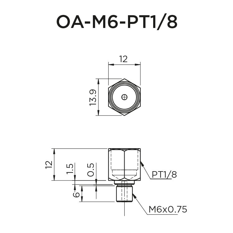 Straight Adapter OA-M6-PT1/8